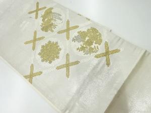 アンティーク　蘇州刺繍格天井に松菊模様袋帯（材料）